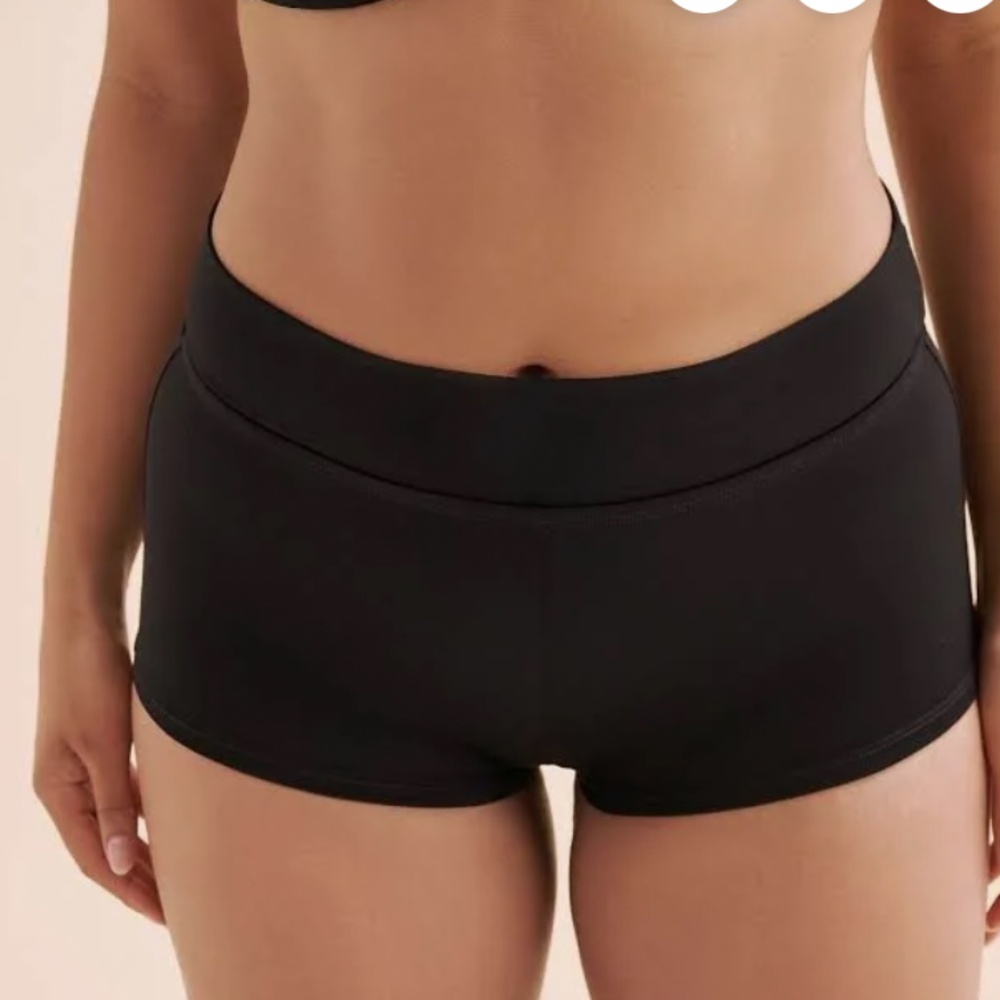 Turquoise COUTURE - Folded Boy leg Black Swim Shorts-BNWT